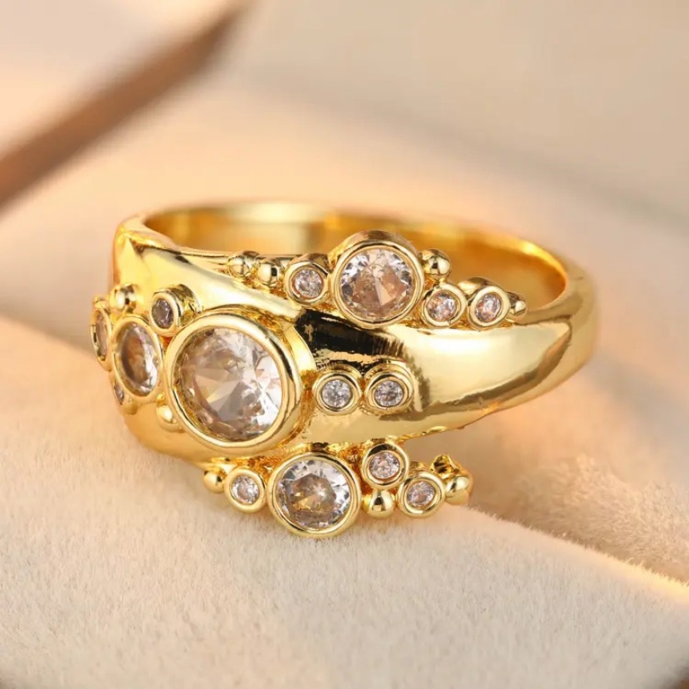 Private Label Gold Crystal Cluster Ring